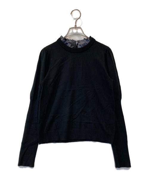 BLUE LABEL CRESTBRIDGE（ブルーレーベルクレストブリッジ）BLUE LABEL CRESTBRIDGE (ブルーレーベルクレストブリッジ) 襟チェック切替ニット　55N25-465-09 ブラック サイズ:38の古着・服飾アイテム