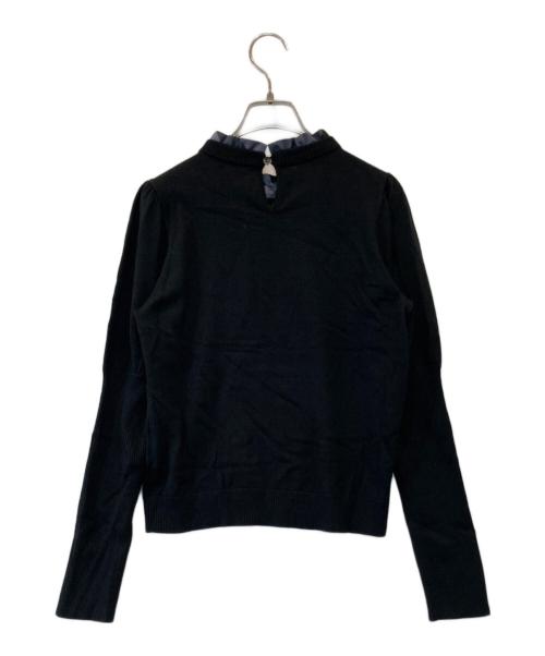 BLUE LABEL CRESTBRIDGE（ブルーレーベルクレストブリッジ）BLUE LABEL CRESTBRIDGE (ブルーレーベルクレストブリッジ) 襟チェック切替ニット　55N25-465-09 ブラック サイズ:38の古着・服飾アイテム