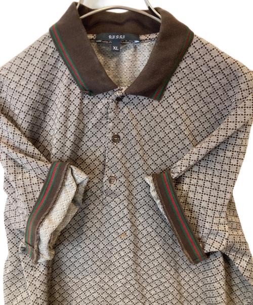 GUCCI（グッチ）GUCCI (グッチ) 総柄ポロシャツ 243877 X3526 ブラウン サイズ:XLの古着・服飾アイテム