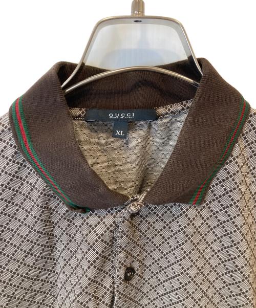 GUCCI（グッチ）GUCCI (グッチ) 総柄ポロシャツ 243877 X3526 ブラウン サイズ:XLの古着・服飾アイテム