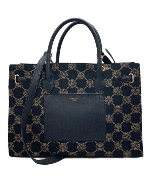 ANNE COQUINE（アンコキーヌ）Anne Coquine (アンコキーヌ) モノグラムジャガード ハンドバッグ ブラウンの古着・服飾アイテム