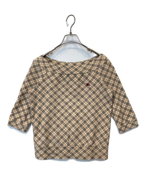 BURBERRY BLUE LABEL（バーバリーロンドンブルーレーベル）BURBERRY BLUE LABEL (バーバリーロンドンブルーレーベル) ノバチェック柄カットソー　FA559-159 ベージュ サイズ:38の古着・服飾アイテム