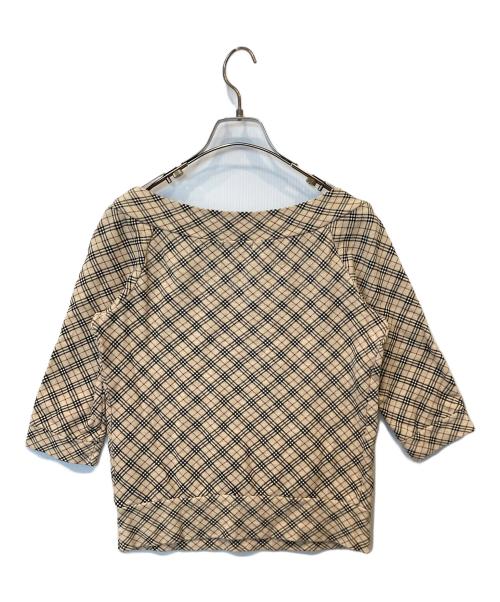 BURBERRY BLUE LABEL（バーバリーロンドンブルーレーベル）BURBERRY BLUE LABEL (バーバリーロンドンブルーレーベル) ノバチェック柄カットソー　FA559-159 ベージュ サイズ:38の古着・服飾アイテム
