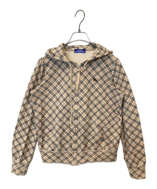 BURBERRY BLUE LABEL（バーバリーロンドンブルーレーベル）BURBERRY BLUE LABEL (バーバリーロンドンブルーレーベル) ノバチェック柄ジップパーカ　FAF13-543-43ー ベージュ サイズ:38の古着・服飾アイテム