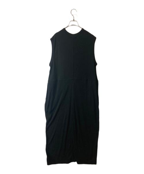UNFIL（アンフィル）UNFIL (アンフィル) ロー シルク リブジャージ スリーブレス ドレス ブラックの古着・服飾アイテム