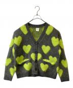 moyan AFRICAモヤンアフリカ）の古着「LOVEBOMB BRUSHED KINT CARDIGAN」｜グレー×グリーン