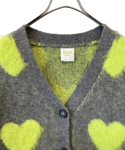 moyan AFRICA（モヤンアフリカ）moyan AFRICA (モヤンアフリカ) LOVEBOMB BRUSHED KINT CARDIGAN グレー×グリーン サイズ:Lの古着・服飾アイテム