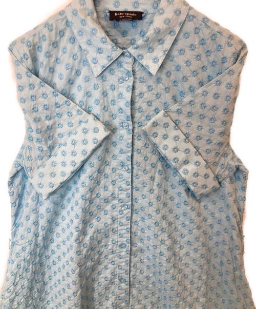 Kate Spade（ケイトスペード）Kate Spade (ケイトスペード) エンブロイダリー シャツドレス　KG972 スカイブルー サイズ:Mの古着・服飾アイテム