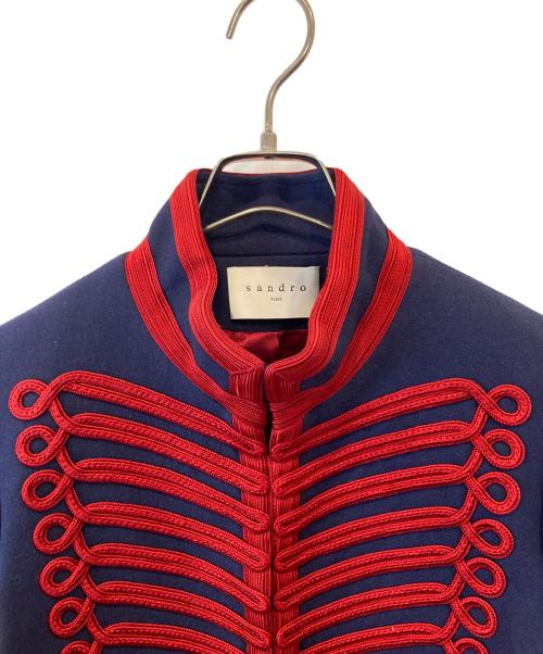 Sandro（サンドロ）Sandro (サンドロ) スタンドカラージャケット ネイビー サイズ:36の古着・服飾アイテム