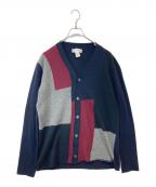 COMME des GARCONS SHIRTコムデギャルソンシャツ）の古着「ウール100％ 切替ニットカーディガン」｜ネイビー
