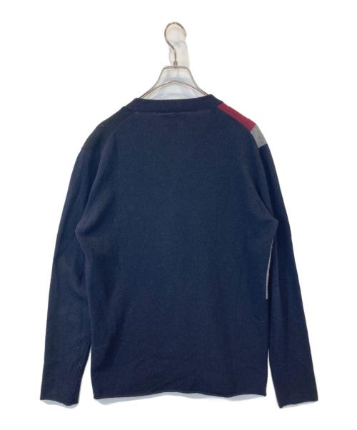 COMME des GARCONS SHIRT（コムデギャルソンシャツ）COMME des GARCONS SHIRT (コムデギャルソンシャツ) ウール100％ 切替ニットカーディガン  ネイビー サイズ:Lの古着・服飾アイテム