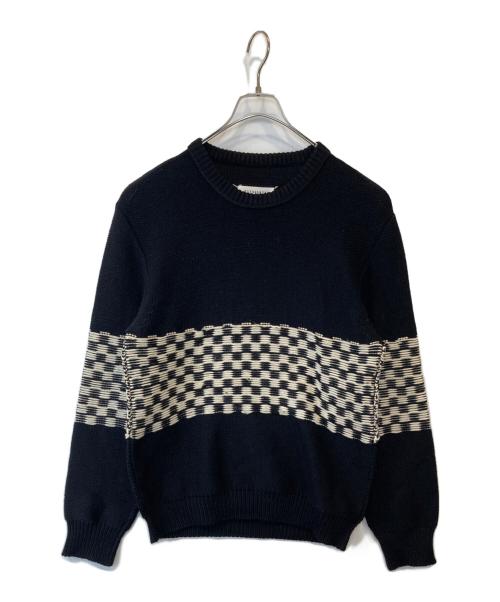 Maison Margiela（メゾンマルジェラ）Maison Margiela (メゾンマルジェラ) チェック柄ウールニット　50 HA262 ブラック サイズ:Mの古着・服飾アイテム