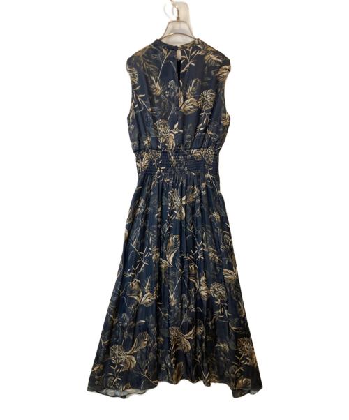 anuans（アニュアンス）anuans (アニュアンス) リーフパターンスタンドカラーワンピース   1521330081-0 ネイビー サイズ:FREEの古着・服飾アイテム