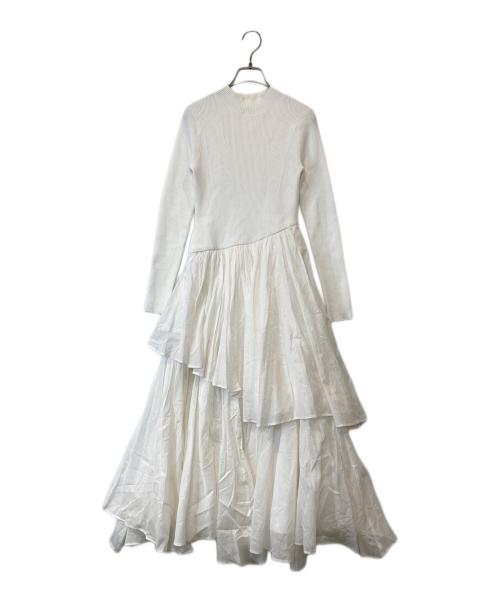 anuans（アニュアンス）anuans (アニュアンス) イレギュラーヘムドッキングニットワンピース　 ホワイト サイズ:Sの古着・服飾アイテム