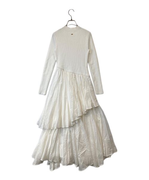 anuans（アニュアンス）anuans (アニュアンス) イレギュラーヘムドッキングニットワンピース　 ホワイト サイズ:Sの古着・服飾アイテム