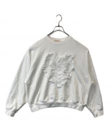 POPPY（ポピー）の古着「COTTON LACE HEART SWEATSHIRT スウェット」｜ホワイト