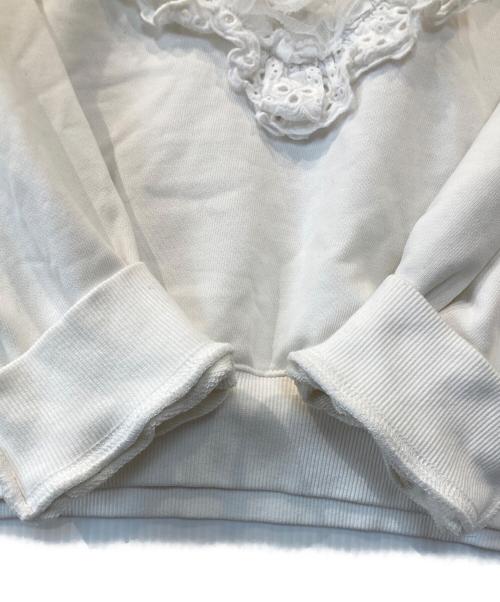 POPPY（ポピー）POPPY (ポピー) COTTON LACE HEART SWEATSHIRT スウェット ホワイト サイズ:FREEの古着・服飾アイテム
