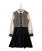 DRESSTERIORドレステリア）の古着「オーバーラップサークルシャツワンピース 085-57017」｜ブラック