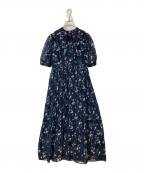 MERCURY DUOマーキュリーデュオ）の古着「花柄ラッフルプリーツティアードワンピース　002420303401」｜ネイビー