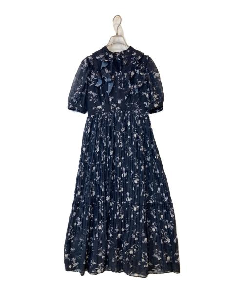 MERCURY DUO（マーキュリーデュオ）MERCURY DUO (マーキュリーデュオ) 花柄ラッフルプリーツティアードワンピース　002420303401 ネイビー サイズ:Mの古着・服飾アイテム
