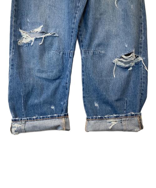 ZARA（ザラ）ZARA (ザラ) TRF クラッシュ加工入りバギーバルーンミッドライズデニムパンツ インディゴ サイズ:EUR 40の古着・服飾アイテム