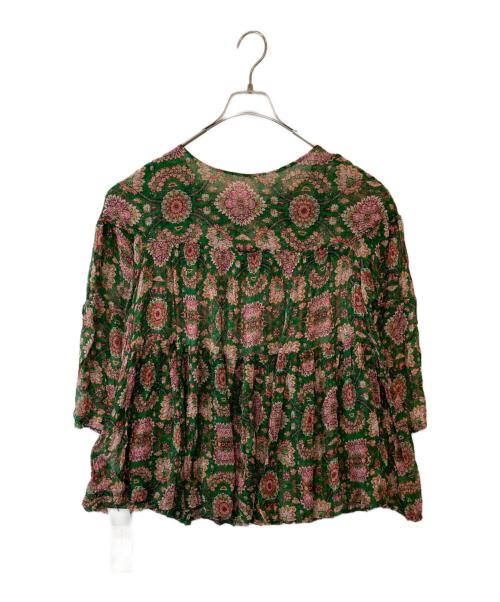 ne quittez pas（ヌキテパ）ne quittez pas (ヌキテパ) 総柄ブラウス　172N-W156 グリーン サイズ:L 未使用品の古着・服飾アイテム
