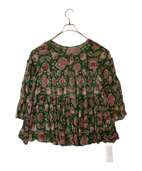ne quittez pas（ヌキテパ）ne quittez pas (ヌキテパ) 総柄ブラウス　172N-W156 グリーン サイズ:L 未使用品の古着・服飾アイテム