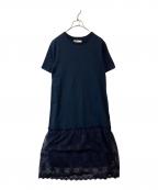 MUVELIミュベール）の古着「ブドウレース コンビジャージ ワンピース　MA212UA001」｜ネイビー