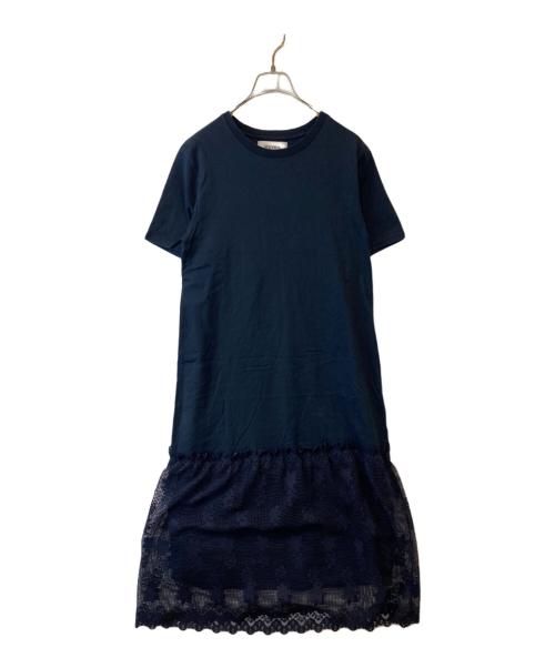 MUVELI（ミュベール）MUVELI (ミュベール) ブドウレース コンビジャージ ワンピース　MA212UA001 ネイビー サイズ:36の古着・服飾アイテム