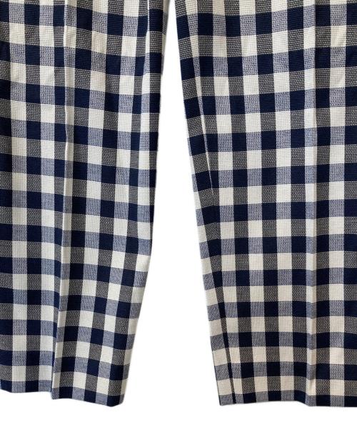 UNITED ARROWS TOKYO（ユナイテッドアローズトウキョウ）UNITED ARROWS TOKYO (ユナイテッドアローズトウキョウ) シャイニー ギンガムチェック パンツ　1514-162-5455 ネイビー×ホワイト サイズ:34 未使用品の古着・服飾アイテム