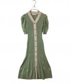 Snidelスナイデル）の古着「フロントボタンラメニットワンピ  SWNO231115」｜グリーン