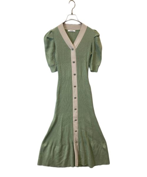 Snidel（スナイデル）Snidel (スナイデル) フロントボタンラメニットワンピ  SWNO231115 グリーン サイズ:FREEの古着・服飾アイテム