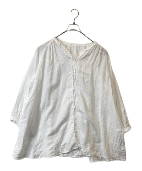 nest Robe（ネストローブ）nest Robe (ネストローブ) リネンラミーフリルネックチュニック ブラウス　01241-1489　24SS ホワイト サイズ:FREEの古着・服飾アイテム