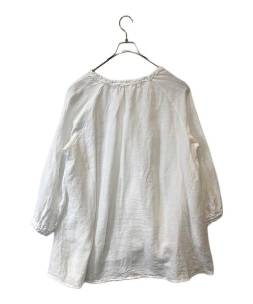 nest Robe（ネストローブ）nest Robe (ネストローブ) リネンラミーフリルネックチュニック ブラウス　01241-1489　24SS ホワイト サイズ:FREEの古着・服飾アイテム