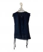 nest Robeネストローブ）の古着「リネンレース墨インディゴ染めタッカー 01251-1135」｜ネイビー