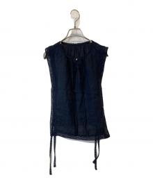 nest Robe（ネストローブ）の古着「リネンレース墨インディゴ染めタッカー 01251-1135」｜ネイビー