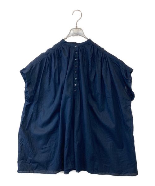 Spick and Span（スピック＆スパン）Spick and Span (スピックアンドスパン) コットンリネンギャザーフレンチスリーブシャツ　24050200315020 ネイビー サイズ:FREEの古着・服飾アイテム