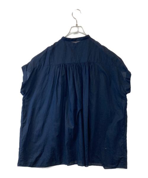 Spick and Span（スピック＆スパン）Spick and Span (スピックアンドスパン) コットンリネンギャザーフレンチスリーブシャツ　24050200315020 ネイビー サイズ:FREEの古着・服飾アイテム