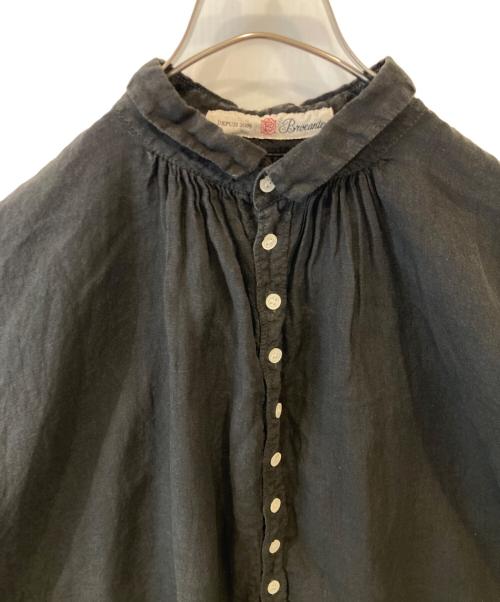 BROCANTE（ブロカント）BROCANTE (ブロカント) リネンキャンバスグランシャツ 38-042L ブラック サイズ:2の古着・服飾アイテム
