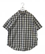 FIRST DOWNファーストダウン）の古着「マドラスチェック ショートスリーブ シャツ　F891082　25SS」｜ブラック×ホワイト