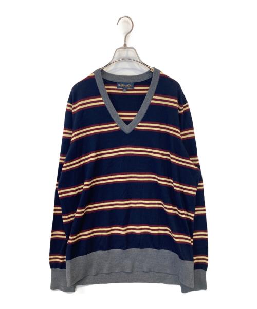 BROOKS BROTHERS（ブルックスブラザーズ）BROOKS BROTHERS (ブルックスブラザーズ) Vネックボーダーニット ネイビー サイズ:Lの古着・服飾アイテム