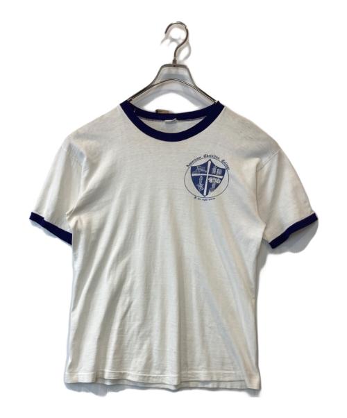 Champion（チャンピオン）Champion (チャンピオン) リンガーTシャツ ホワイト×パープル サイズ:Lの古着・服飾アイテム