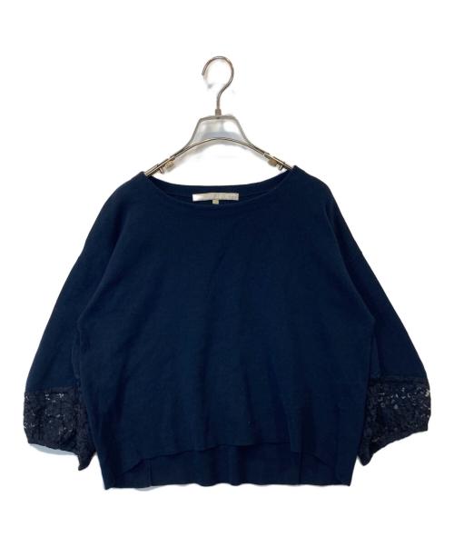 自由区（ジユウク）自由区 (ジユウク) VERY (ヴェリィ) SUPPLE LACE KNIT セットアップ OPWMKM6252 ネイビー サイズ:40の古着・服飾アイテム