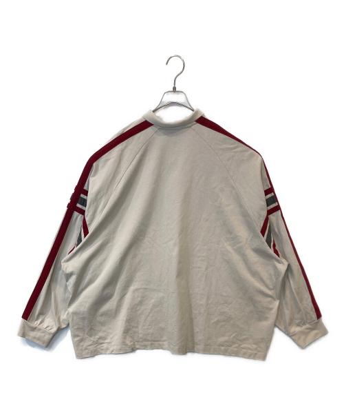 masonprince（メゾンプリンス）masonprince (メゾンプリンス) THE GOD PARTICLE オーバーサイズ 袖ライン カレッジ風ポロカットソー　CT6099 ベージュ サイズ:FREEの古着・服飾アイテム