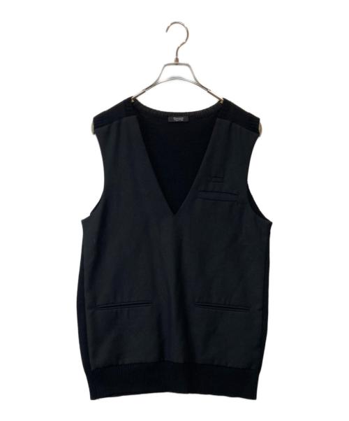 UNDERCOVER（アンダーカバー）UNDERCOVER (アンダーカバー) ウール ニット切替 Vネック ベスト ブラック サイズ:3の古着・服飾アイテム