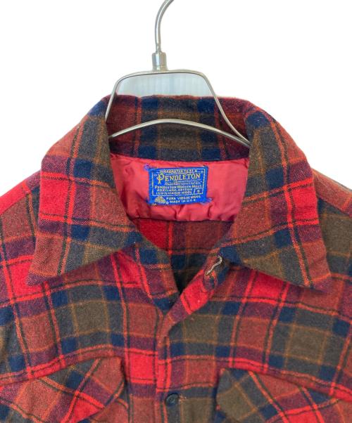 PENDLETON（ペンドルトン）PENDLETON (ペンドルトン) ウールチェックシャツ　70's レッド サイズ:Sの古着・服飾アイテム