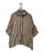 PLEATS PLEASEプリーツプリーズ）の古着「ワッシャー加工シャツ PP32-ZT964」｜オリーブ