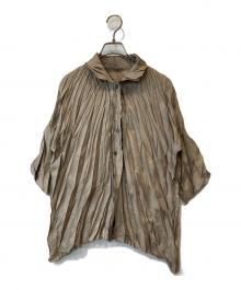 PLEATS PLEASE（プリーツプリーズ）の古着「ワッシャー加工シャツ PP32-ZT964」｜オリーブ