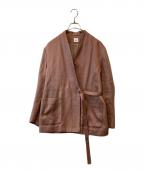 6(ROKU) BEAUTY&YOUTHロク ビューティーアンドユース）の古着「HEAVY LINEN JACKET 8622-209-0074 ジャケット」｜ピンク