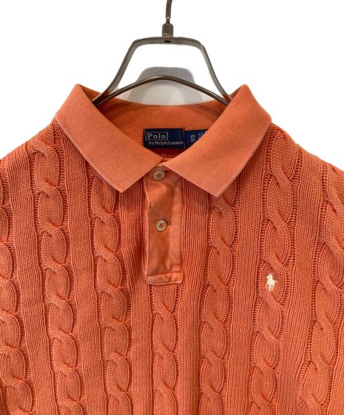 POLO RALPH LAUREN（ポロ・ラルフローレン）POLO RALPH LAUREN (ポロ・ラルフローレン) ケーブルニットポロシャツ オレンジ サイズ:XSの古着・服飾アイテム